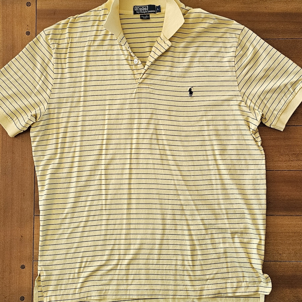 Ralph Lauren Polo Light Yellow and Black Striped Polo Shirt